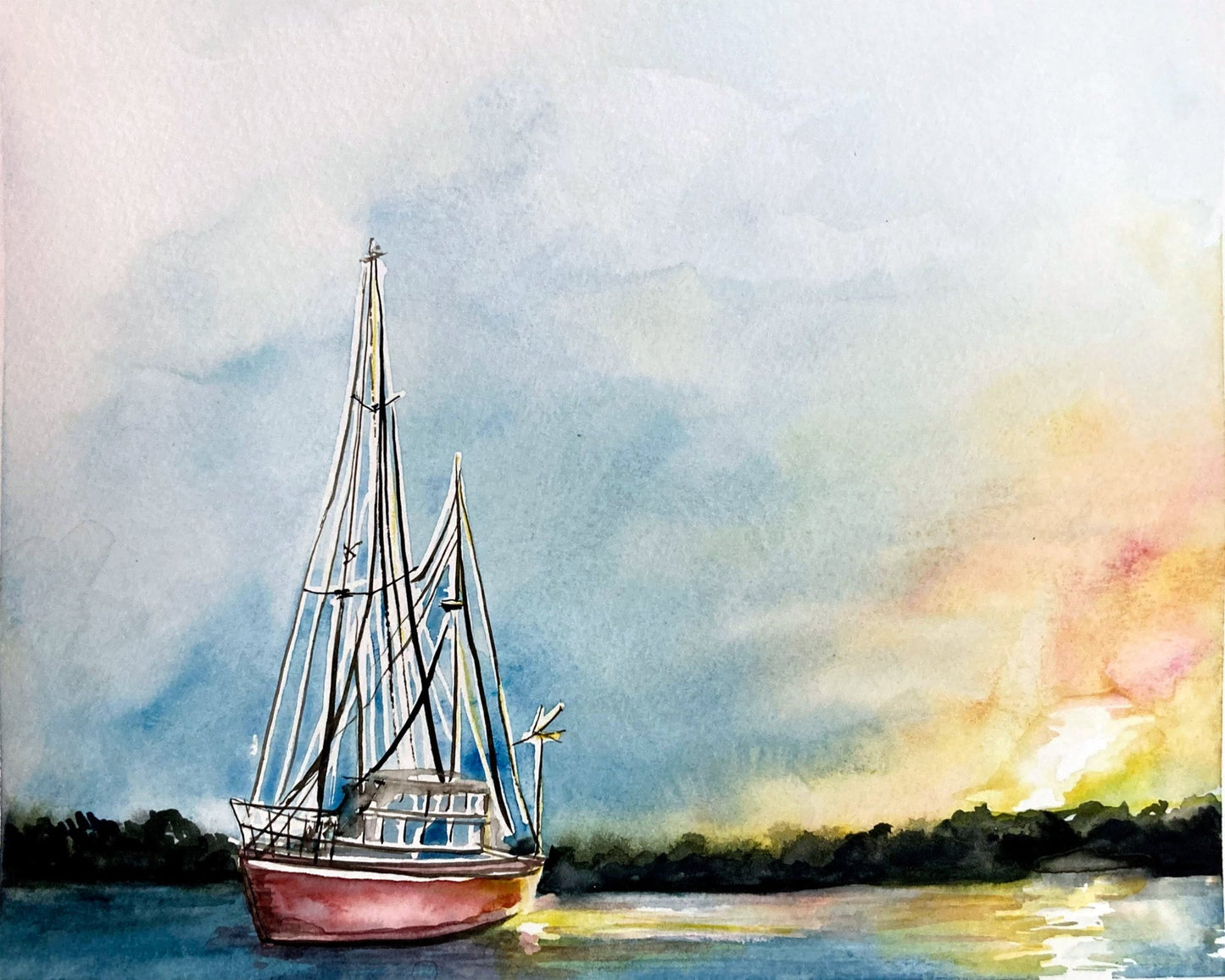 Bowens Island Sail Boat Original Painting - Riverlight Art Studio