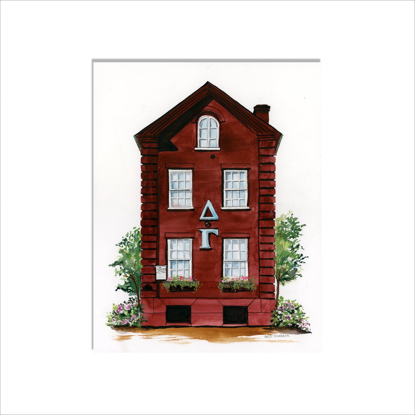 Delta Gamma House, College of Charleston Original Watercolor