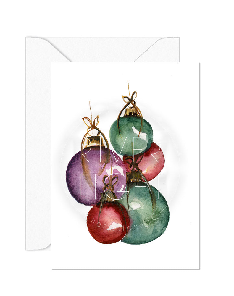 Shimmering Ornaments- 6 pack of Holiday Greeting Cards