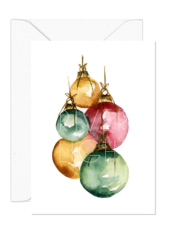 Shimmering Ornaments- 6 pack of Holiday Greeting Cards