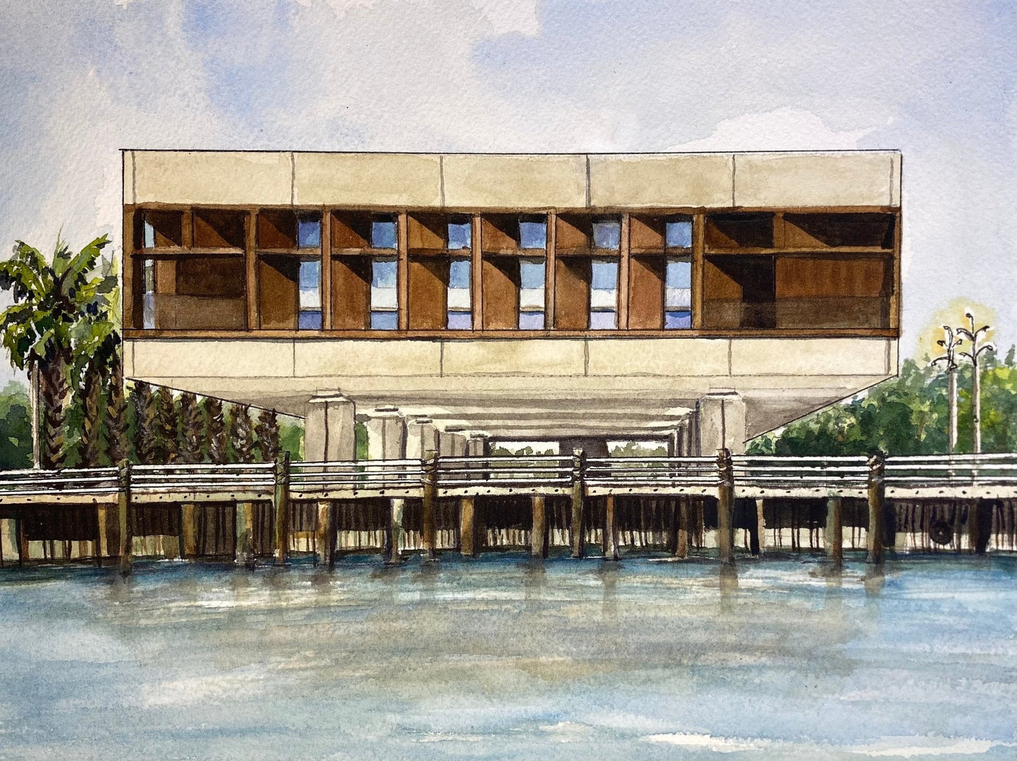International African American Museum, IAAM Original Watercolor - Riverlight Art Studio