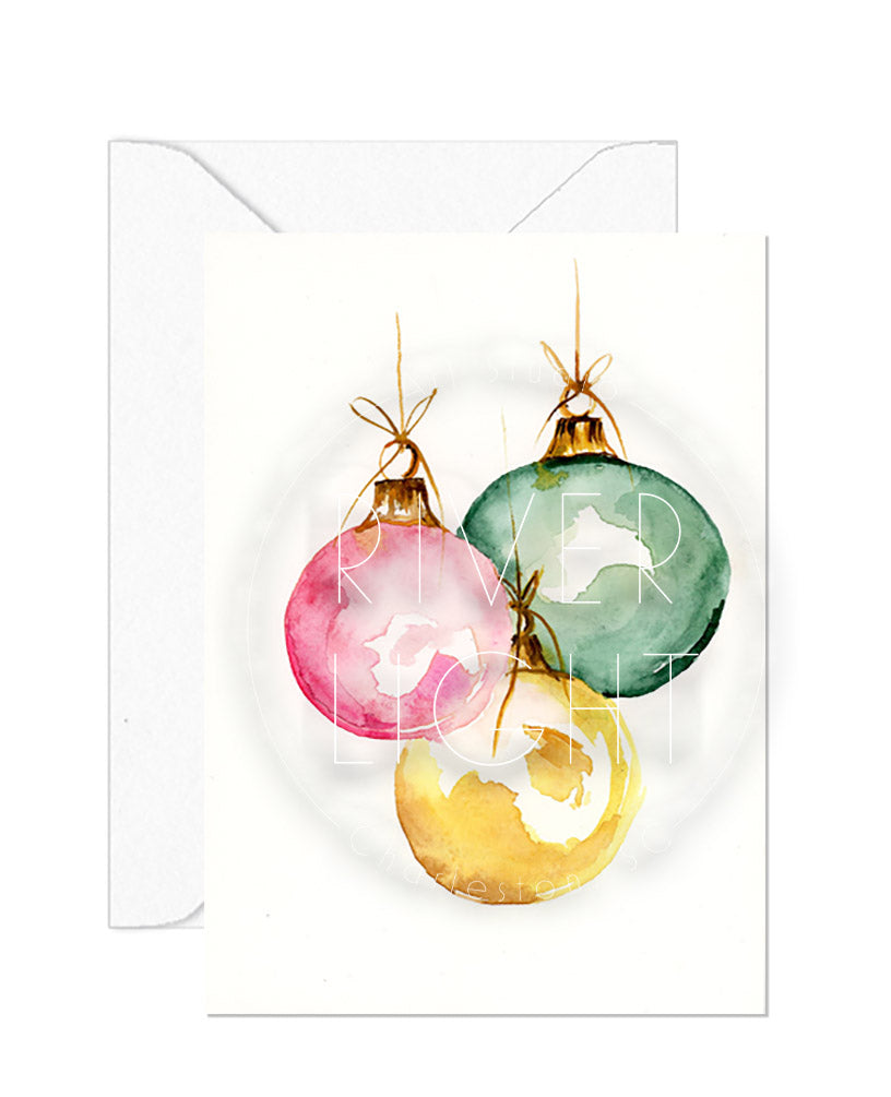 Shimmering Ornaments- 6 pack of Holiday Greeting Cards