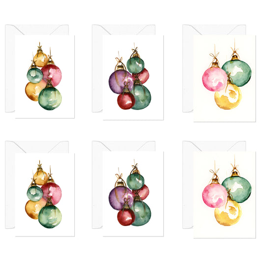 Shimmering Ornaments- 6 pack of Holiday Greeting Cards
