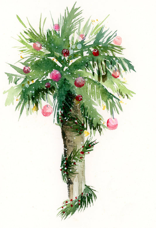 Snowy Palmetto Holiday Greeting Card 5 Pack