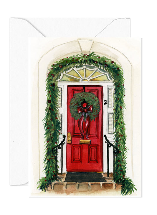Charleston Red Door Holiday Greeting Card 5 Pack
