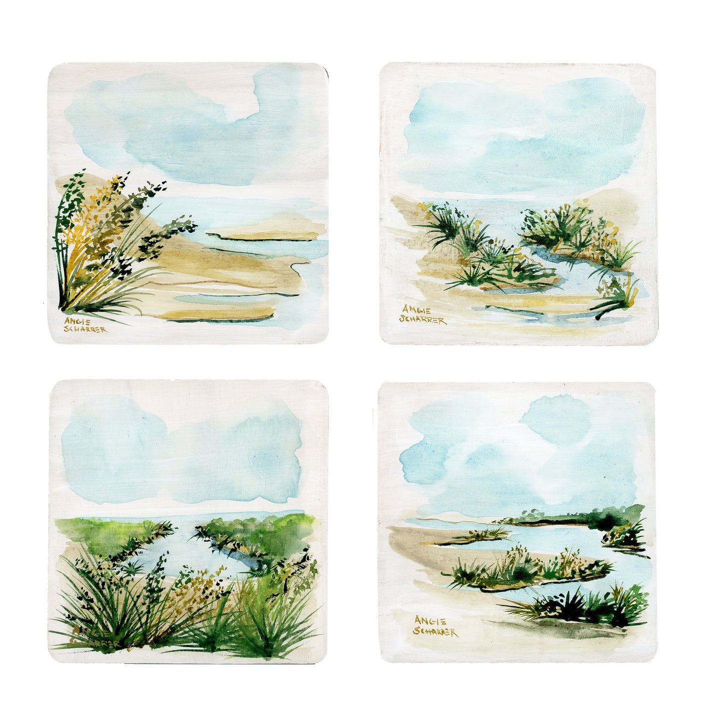 Spartina Grass Coaster Collection I, Pack of 4