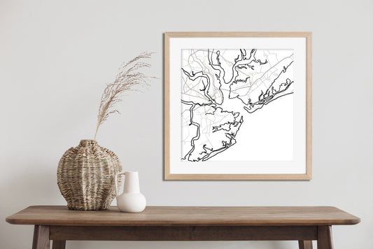 Charleston, SC Map- Line Drawing - Riverlight Art Studio