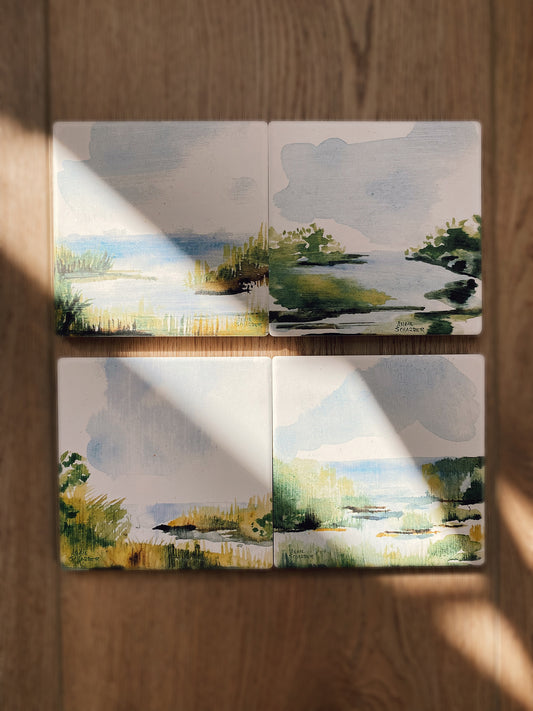 Marsh Scene Ceramic Coasters