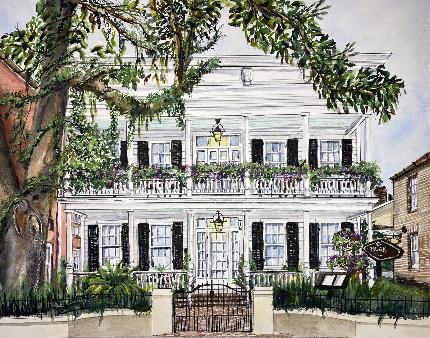 Graham House, Husk Restaurant Giclee Print - Riverlight Art Studio