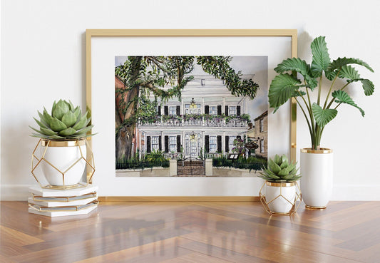 Graham House, Husk Restaurant Original Watercolor - Riverlight Art Studio