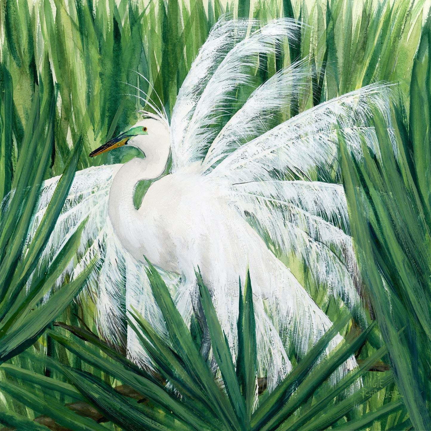 Great Egret Original Watercolor - Riverlight Art Studio