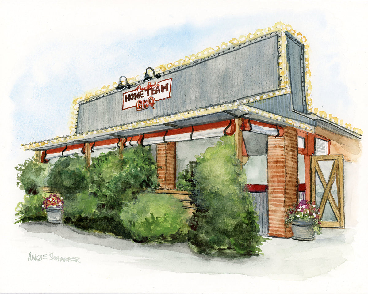 Home Team BBQ, Sullivan's Island- Original Watercolor