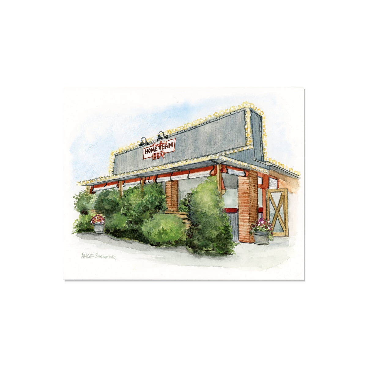 Home Team BBQ, Sullivan's Island- Original Watercolor