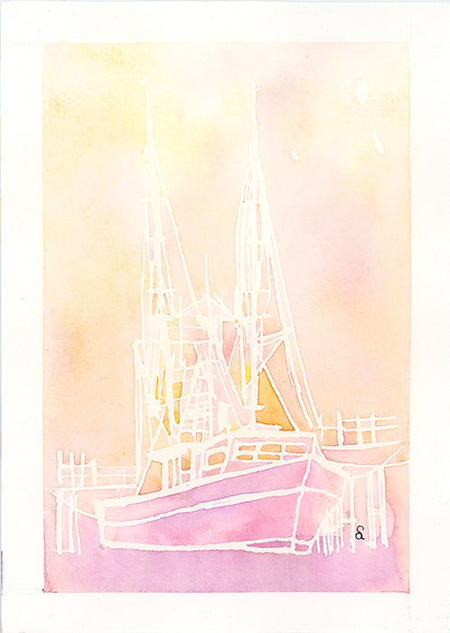 Pink Shrimp Boat - Original Watercolor